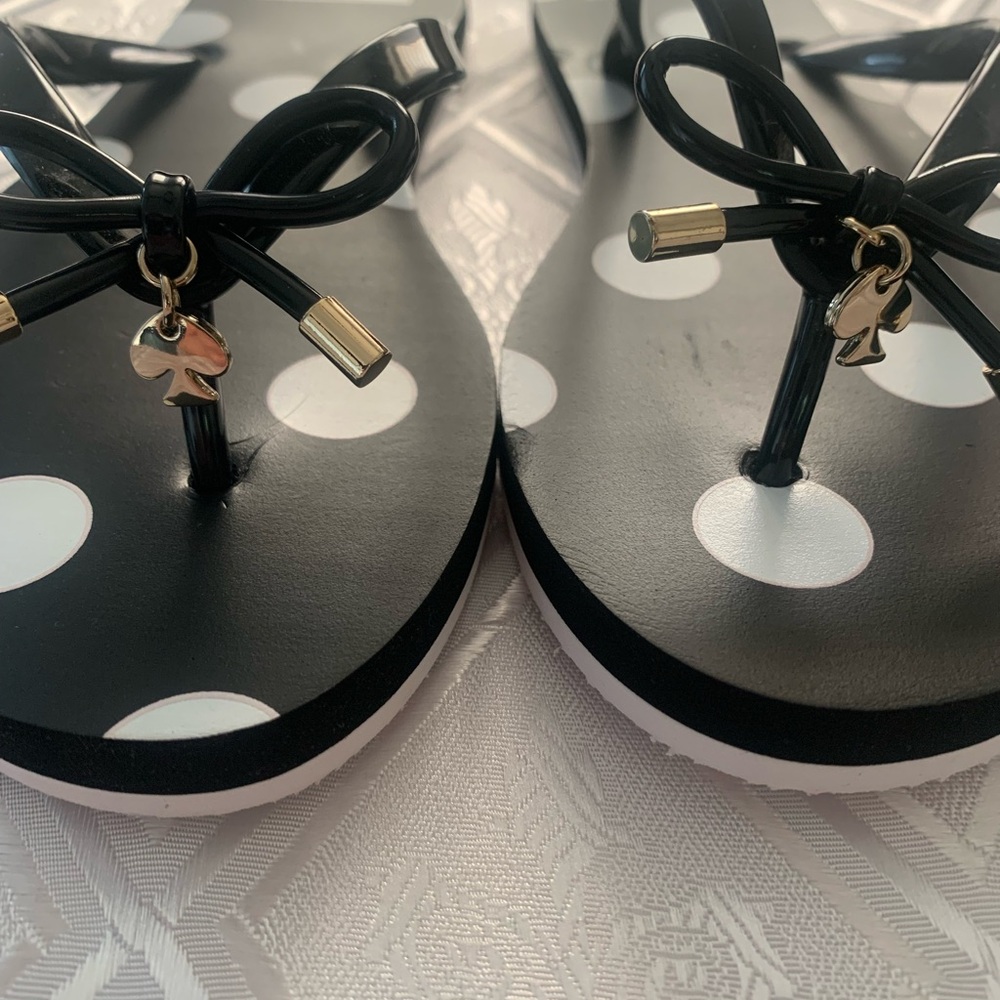 SOLD-Kate Spade Black and White Polka Dot Sandals-8M - Picture 3 of 6